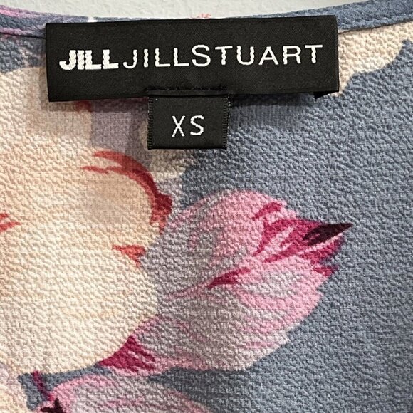 Jill Stuart Dress Womens XS Gray Floral Ruffle‎ Mini Cottagecore Feminine Fairy - Picture 3 of 8